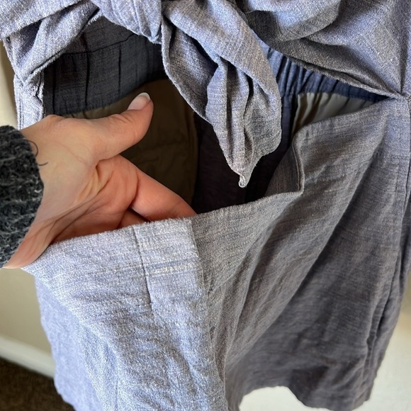 Theory grey blue ranay crunch wash linen blend romper - Picture 7 of 12